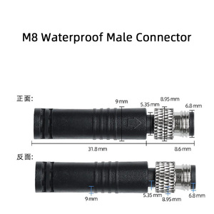 Conector de Panel de Circuito Impreso para Automoción M8 IP67 Resistente al Agua, 24 AWG, Soldadura, Macho y Hembra, 3, 4, 5, <span class=keywords><strong>6</strong></span> Pines, Cable de <span class=keywords><strong>Sensor</strong></span> de PVC - Product Image 2