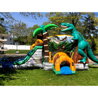 Château gonflable Jurassic Island Dino Jumping Castle, trampoline gonflable dinosaure avec toboggan, Unsere T-Rex Hupfburg