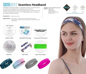 Custom Design Logo RPET Polyester Microfiber Elastic Headband Stretch Yoga Sports Sweatband Headband