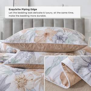 <span class=keywords><strong>Housse</strong></span> <span class=keywords><strong>de</strong></span> <span class=keywords><strong>couette</strong></span> 100% coton élégante à imprimé floral Ensemble <span class=keywords><strong>de</strong></span> 3 pièces <span class=keywords><strong>Blanc</strong></span> Marron clair Gris Bleu Literie douce pour chambre à coucher Espace <span class=keywords><strong>de</strong></span> vie - Product Image 2