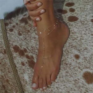European Style Stainless Steel Star <b>Anklet</b> 18K <b>Gold</b> Plated Zircon Chain Foot Ornament For Women Fashion Jewelry - Product Image 1