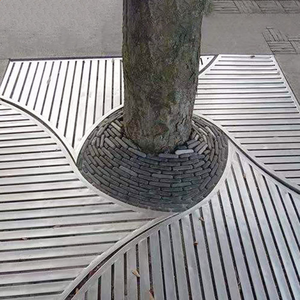 Grille d'arbre artistique Art Déco en acier Corten avec motif en spirale, imperméable et résistante aux intempéries, ornement extérieur - Product Image 5