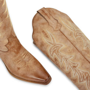 WETKISS Venta al por Mayor 2026 Botas Altas Vintage Bordadas para Mujer, Elegantes Botas de PU con Punta en Pico hasta la Rodilla, Botas Vaqueras de Tacón Grueso para Dama - Product Image 5