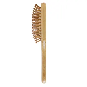 Simple Style Portable Hair Care Brush Anti-Static Paddle Handle Cushion Comb Bamboo Wood Material For Travel Detangling Hair