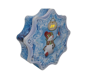 Snowflake Shaped Christmas Tin <b>Box</b> Custom Printed Food Grade <b>Metal</b> Cookie Candy Gift Tin Can Irregular Shape Festive Packaging - Product Image 6