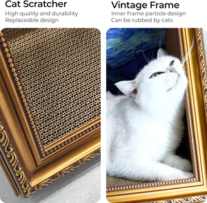 Cat Living in Famous Painting – Double-Sided Oil Painting Cat House with Scratcher Vintage Art Picture <b>Frame</b> Cardboard House - Product Image 5