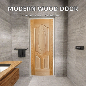 Revêtement de porte intérieure en MDF avec placage bois naturel moderne, panneau moulé profond pour chambre, hôtel, villa - Product Image 2