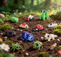 3D-Gedruckte Bewegliche Insekten-Figuren: Flexibles Tausendfüßler-, Marienkäfer- und Raupenmodell für Bildung, Lernen und Stressabbau
