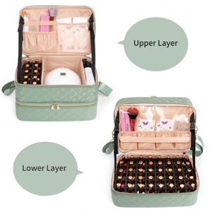 Sac de transport BSCI grande capacité OEM double couche pour 30 vernis à ongles et lampe UV, organisateur pour femmes - Product Image 3