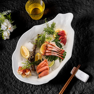 Minimalist Hotel Premium Creative Sashimi Présentation Unique Haut de Gamme De Forme Irrégulière Fruits De Mer Salade De Fruits <span class=keywords><strong>Plateau</strong></span> En Céramique - Product Image 2