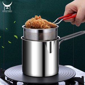 304 Stainless Steel <strong>Frying</strong> <strong>Pan</strong> Multifunctional <strong>Small</strong> Pot Household Deep Pot Gas Mini Pot with Filter Oil-saving <strong>Frying</strong> <strong>Pan</strong> - Product Image 5