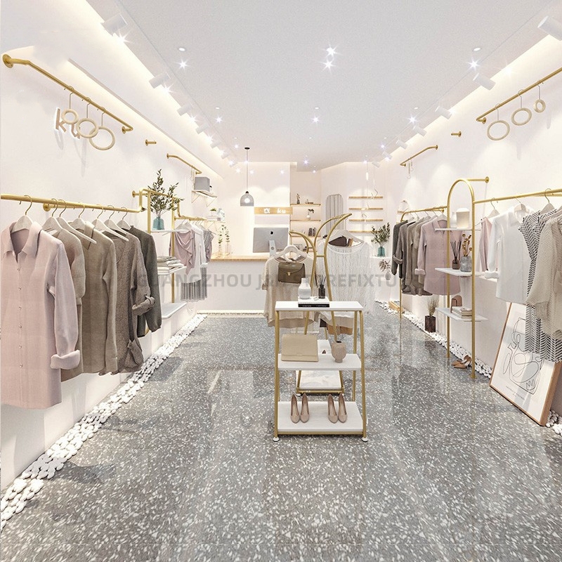 clothes rack for clothing store golden