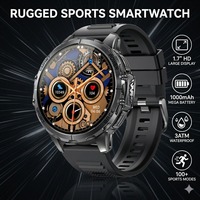Montre connectée K77 prête à être expédiée, vente en gros directe d'usine, batterie 1000 mAh, lampe torche LED, appel Bluetooth, montre intelligente