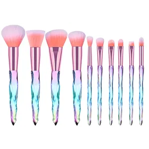 2024 New Style Make up Hot Selling Gradient Crystal 10pcs Makeup Brush Set Diamond Handle Private Label Beauty Cosmetic Tool