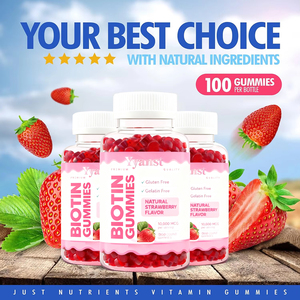 Gummies à la biotine en marque propre, cheveux plus épais, peau éclatante, ongles plus forts, favorisent la croissance des cheveux - Product Image 5