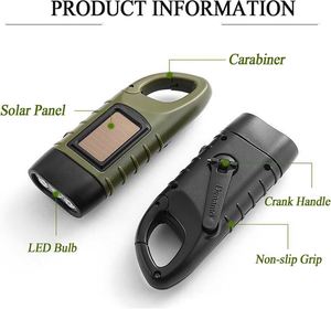 Multi-functional Solar Powered Hand Crank <b>Rechargeable</b> Flashlight Power Bank Output IP65 Rated <b>LED</b> <b>Light</b> Source <b>Rechargeable</b> - Product Image 4