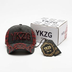OEM/ODM Customizable 5-Panel 100% Cotton Baseball Caps Adjustable Custom Embroidery Flame Logo Red Satin Lining Baseball Hat - Product Image 2