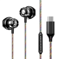 Écouteurs intra-auriculaires filaires stéréo Type-C, mains libres, étanches IPX-5, avec pilote dynamique HD LDAC, basses stéréo 5D pour téléphone, jeux, sport et musique