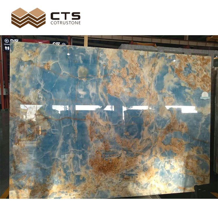 Luxury Blue Irregular Veins Fancy Design Style Natural Interior Floor Wall Onyx Slabs