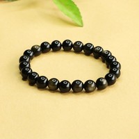 Bracelet en Obsidienne Dorée Aiyu en Gros, Obsidienne Noire, Bracelet en Cristal de Sable Doré, Vente Directe Usine en Direct S3090506
