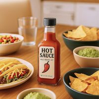 Bouteilles carrées en verre pour sauce piquante de 150 ml et 250 ml avec compte-gouttes, bouchons noirs et film rétractable pour vinaigrette