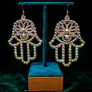 Pendientes de joyería colgantes de diamantes de imitación de 2 lados huecos ultraligeros exquisitos para mujer adornos de ropa de actuación de danza del vientre - Product Image 2