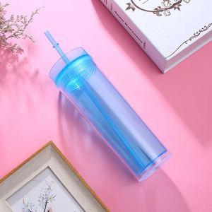 Gobelet isotherme portable en acrylique de 16 oz avec poignée et paille pour pique-nique, barbecue et fêtes en plein air - Product Image 1