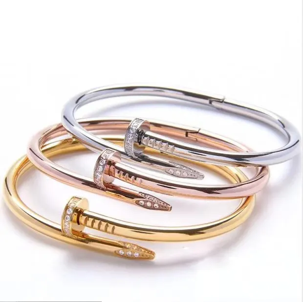 Luxury Designer Fashion 316L Stainless Steel 18K Gold Plated Charm Brand Nail Bracelet For Women And Men