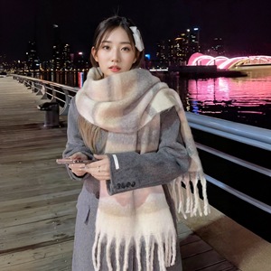 Bufanda de Otoño Invierno para mujer, serie Full Star River, estilo coreano cálido, nuevos colores de contraste, hilo de bucle, Cachemira, poliéster grueso - Product Image 6