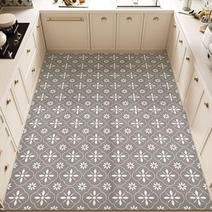 Kitchen Floor Mat PVC Rectangle Floral Pattern Waterproof Non Slip Easy To Clean Kitchen Mat - Product Image 1