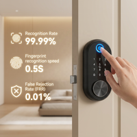 Serrure de porte intelligente automatique Vertexis, en alliage d'aluminium, avec empreinte digitale, mot de passe, contrôle par application cloud, antivol, sécurité de niveau supérieur