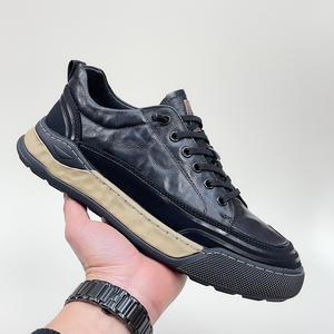 Nouvelles chaussures habillées décontractées pour hommes en cuir de luxe à lacets, respirantes, avec amorti, tendance mode, couleur vin, classiques, sportives - Product Image 5