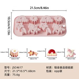 Moule à glace en silicone licorne arc-en-ciel, idéal pour la cuisson de chocolats, bonbons gélifiés, gâteaux et biscuits - Product Image 2