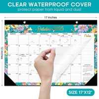 Cetak Kalender 2026-2027 21 Bulan Desain Floral 17x12 Inci Logo Kustom Cetak Digital untuk Kalender Dinding Rumah Kantor