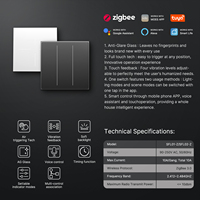Interruptor de luz inteligente Moes Tuya EU UK Star Feather WiFi/ZigBee con cristal táctil, control por aplicación, 1/2/3/4 bandas, con cable neutro