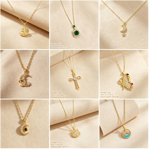<span class=keywords><strong>Collier</strong></span> Pendentif Cœur Soleil Lune Étoile <span class=keywords><strong>en</strong></span> Acier Inoxydable Plaqué Or 18K avec Zircon Cubique pour Femme – Vente <span class=keywords><strong>en</strong></span> Gros, Styles Multiples - Product Image 2