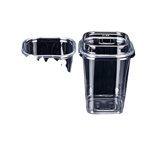 Wholesale Custom Logo 93mm 12/14/16/20/24oz Clear PET Square Disposable <b>Plastic</b> <b>Cups</b> with Lids for Bubble Tea Coffee Juice Shop - Product Image 2