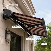 Auvent rétractable en aluminium à bras articulé, cassette intégrale, robuste, pour fenêtre extérieure, restaurant, protection solaire, vente en gros