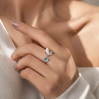 Neuer Original Rhodium-Plattierter 925 Sterling Silber Schmetterling-Ring mit 5A Kubischem Zirkonia Anlaufbeständiger Trendiger Hochzeits-Modeschmuck