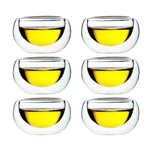 Mini taza de té de cristal de doble pared de 30ml, diseño moderno resistente al calor para té chino Gongfu, estilo clásico, tamaño pequeño para tazas de café - Product Image 2