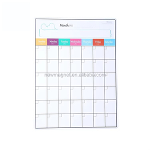 Tableau blanc magnétique effaçable à sec, calendrier mensuel, personnalisable avec logo couleur, impression UV/numérique, aimant de réfrigérateur compatible avec les animaux domestiques - Product Image 5