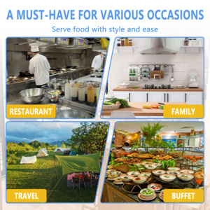 Yiti khay thức ăn SUS304 thép không gỉ 5 ngăn ăn trưa khay trường thức ăn nhanh chia bữa ăn tối lộn xộn tấm với nắp thép - Product Image 6