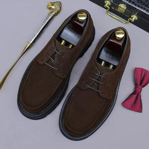 Zapatos de tacón alto personalizados de otoño con cordones, de cuero genuino de vaca brillante pulido y grabado, con tacón de bloque, ligeros y de suela gruesa. - Product Image 6