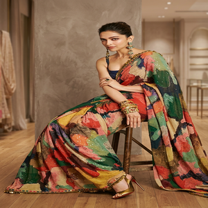 Chemisier en broderie Georgette pour femmes, nouvelle séquence, pour fête de mariage, créateur indien, Collection Sari, vente en gros - Product Image 5