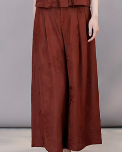 Vêtements pour femmes traditionnels <span class=keywords><strong>chinois</strong></span> en soie de mûrier rouge vin moderne et élégant pour l'automne et le printemps bas confortable - Product Image 1