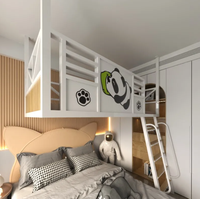 Lit de style loft pour petit appartement, lit surélevé gain de place, lit supérieur suspendu pour duplex