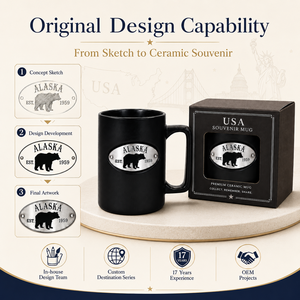Tasses en céramique personnalisées avec plaque métallique, souvenirs touristiques des États-Unis, avec les noms des États, pour les grossistes en cadeaux souvenirs - Product Image 4
