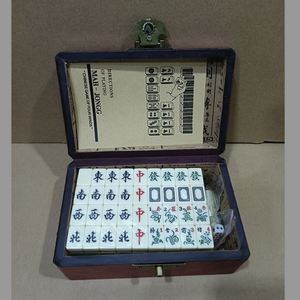Jeu de Mahjong américain miniature en mélamine premium de 20 mm, 166 tuiles, jeu complet avec boîte en cuir vintage et manuel pour soirée de jeu en famille - Product Image 2