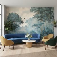 Papier peint mural auto-adhésif imperméable pour la décoration murale de la maison, paysage forestier paisible au ciel étoilé
