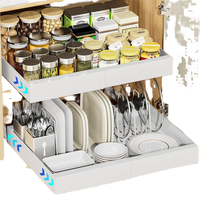 Metall versenkbarer Küchen schrank Organizer 4 Teiler Regale Pull Drawer Lager regal Easy Slide Rail Adhesive Slide Rail für